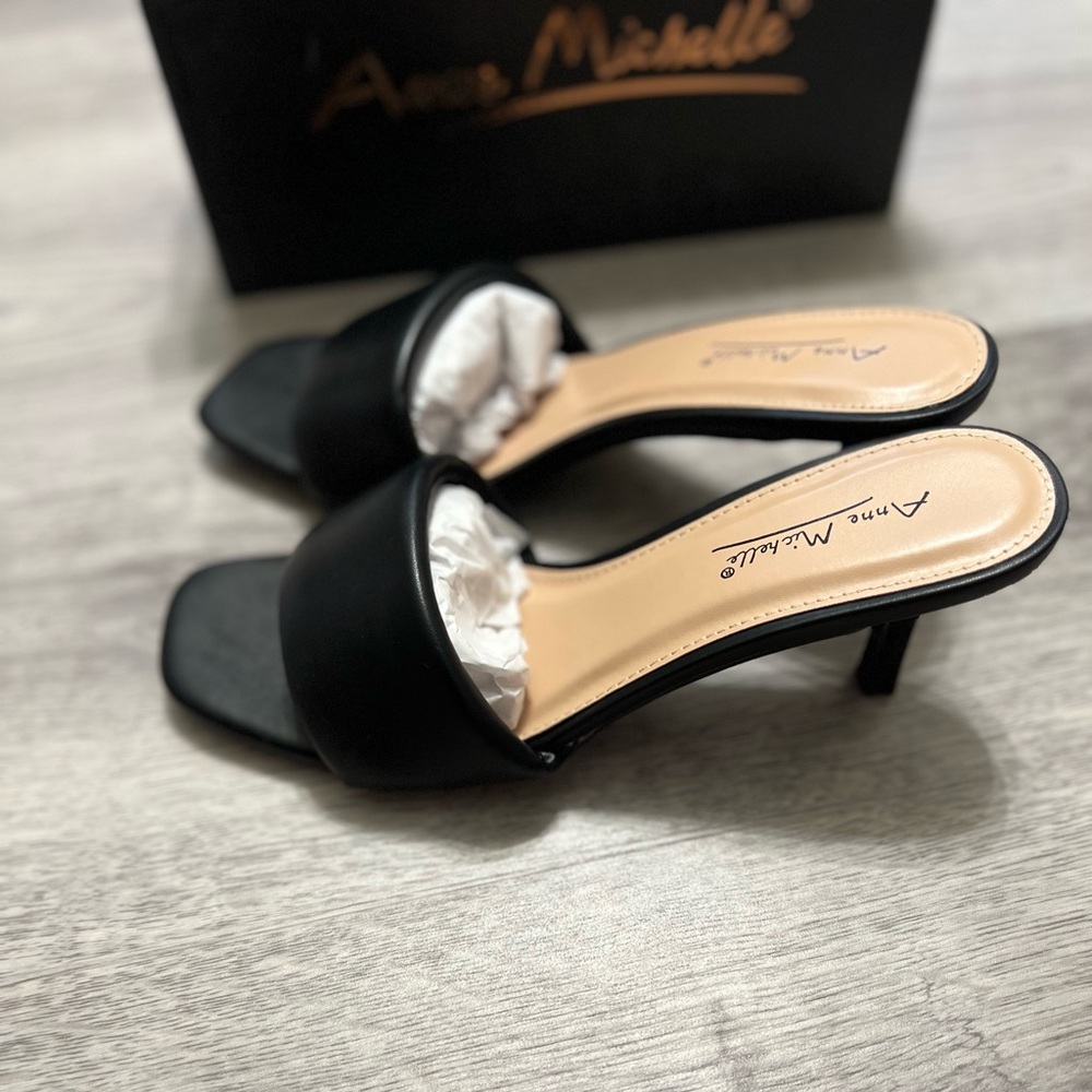 Anna Michelle Black Heel Sandals size 8 - Picture 3 of 7